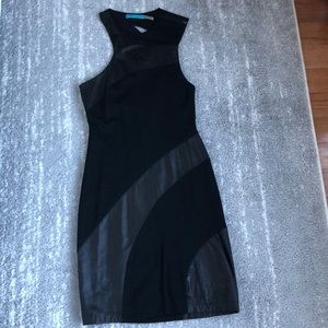 Alice and Olivia black and leather dress